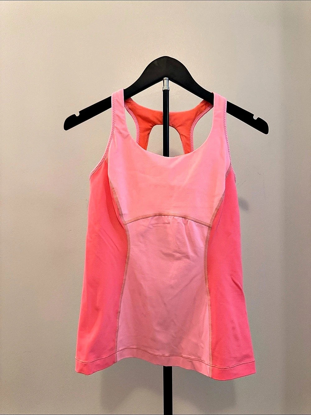 Lululemon Pink/Coral Athletic Tank Top Size 8, built in bra.